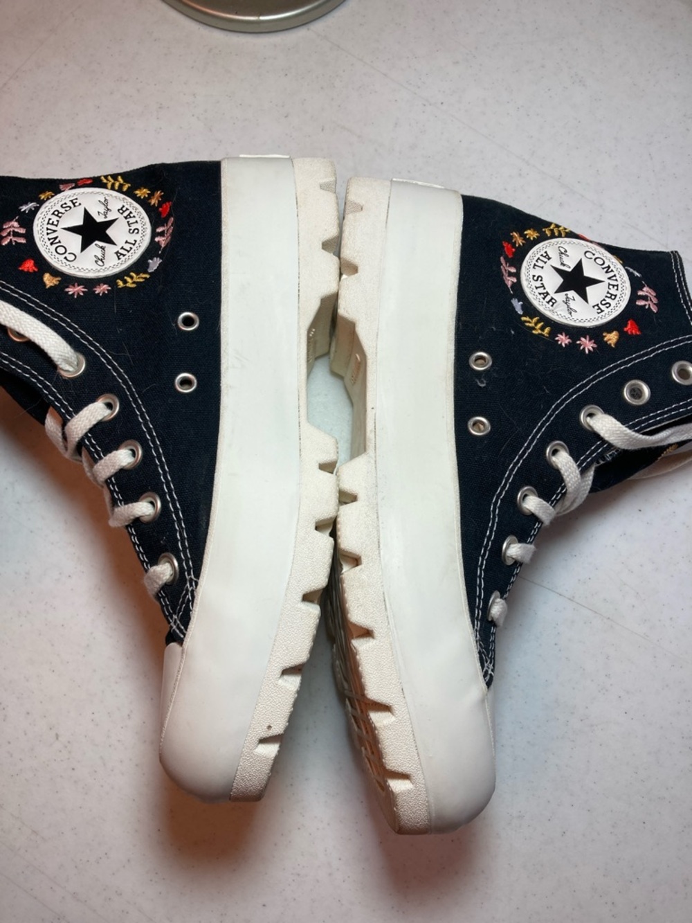 Converse Lug Heel High Tops It’s Okay to Wander Embroidery Floral Accents - Picture 8 of 10